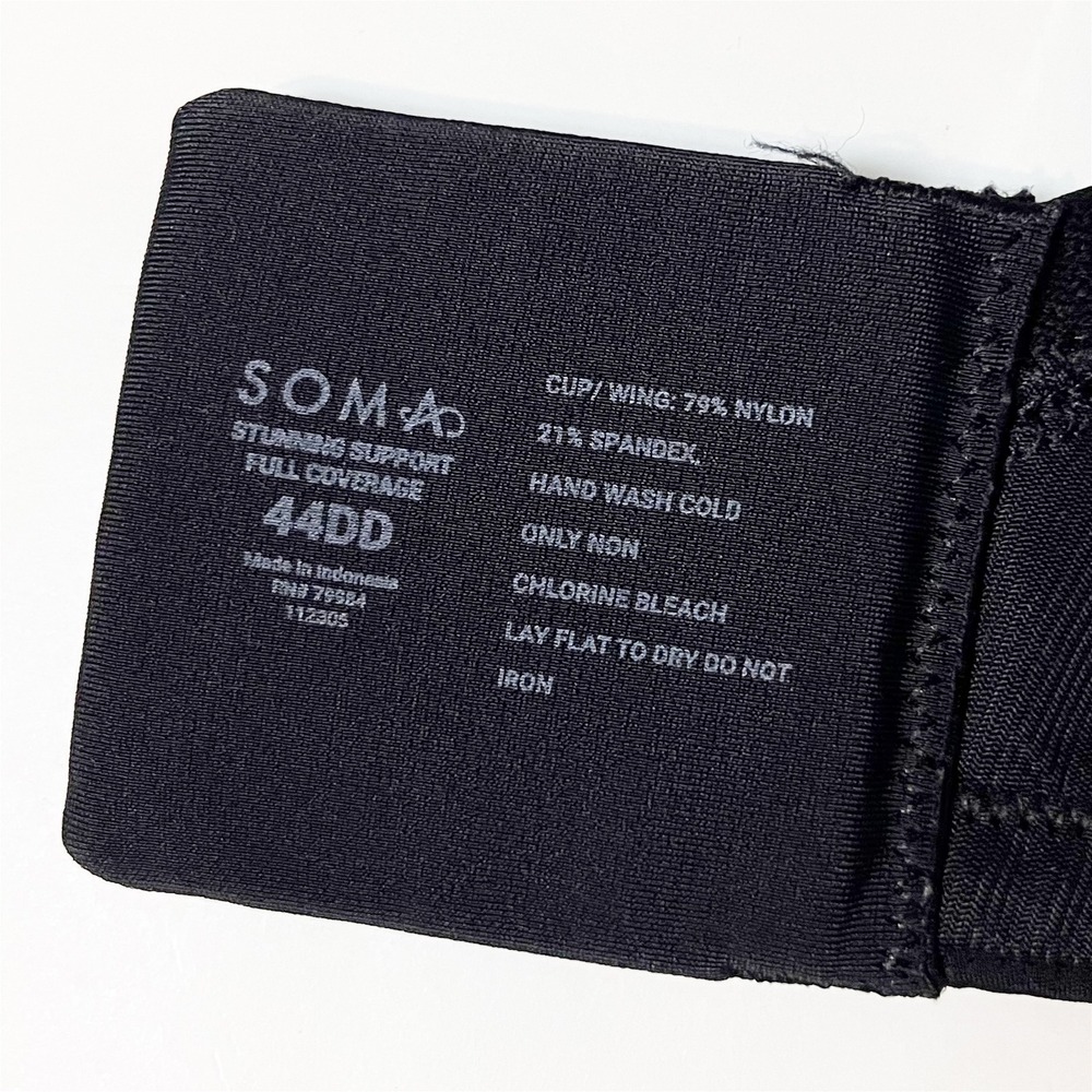 Soma Stunning Support Full Coverage Bra Black 44DD Underwire Full Figure 44E - Picture 8 of 10